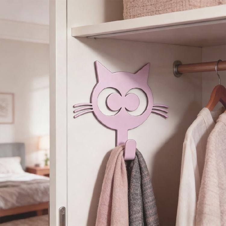 Set Of 2 Playful Cats Wall Hooks Easy To Installation Metal Construction Hanger for Coats Bags And Daily Essential