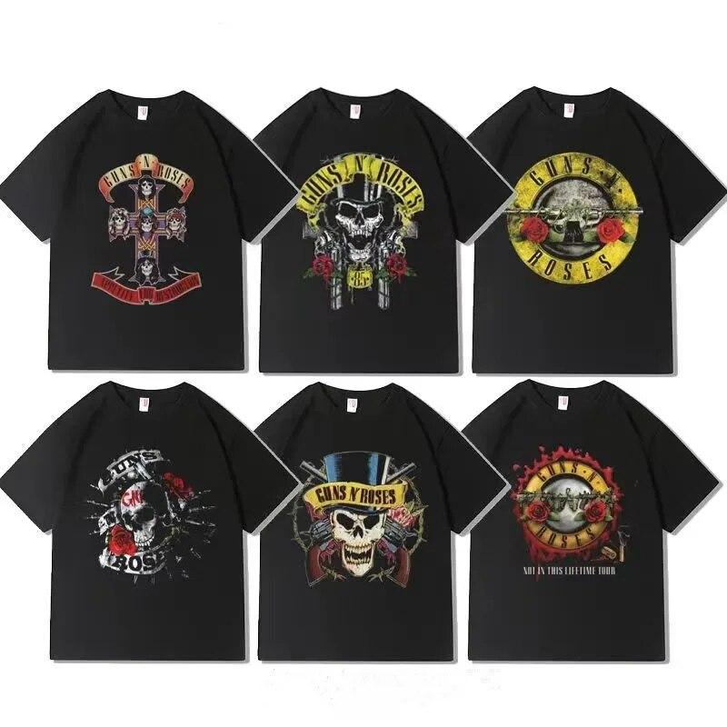 

Rock Guns N Roses Guns and Roses Guns Band с принтом из чистого хлопка, футболка с круглым вырезом и короткими рукавами, топ унисекс