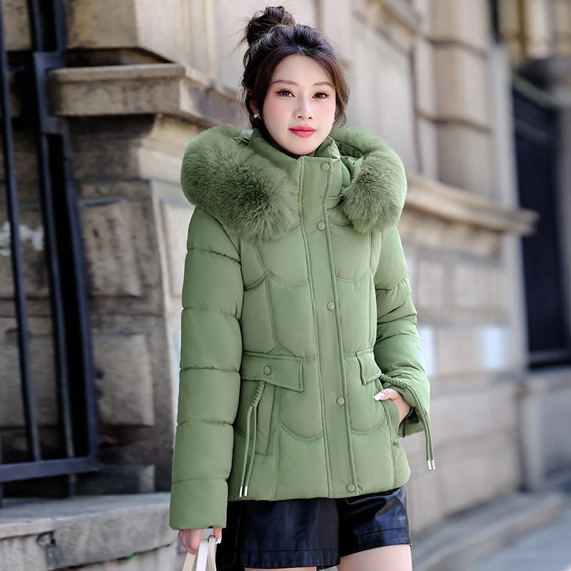 Removable Cap Cotton-padded Coat Women's Short Winter Thickened Big Fur Collar Jacket