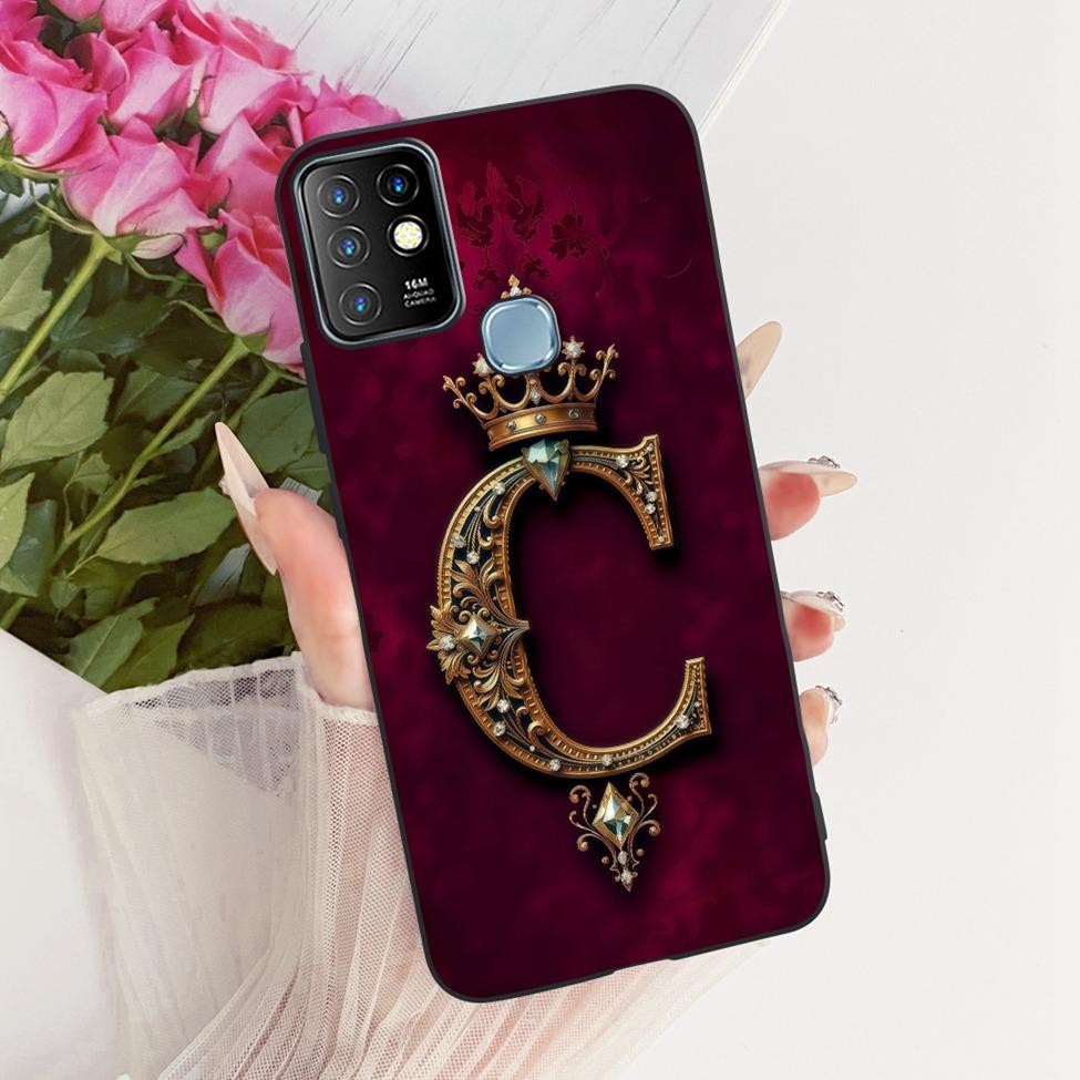 Für Infinix Hot 10 Hülle Cover Luxus A-Z Buchstaben 2D Bemalter Silikon Stoßfänger Für Infinix Hot10 X682B X682C Gehäuse