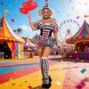Female Clown Cosplay Outfit With Polyester Material For Party And Role Play
