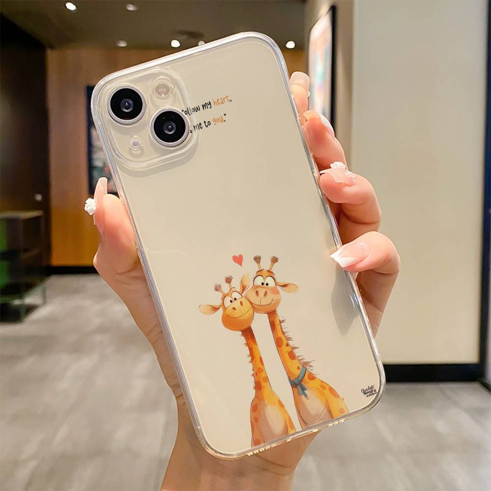 Striped Background Giraffe  Phone Case For iPhone 17 16e 16 15 14 13 12 11mini Pro Max X XR XSMAX 8 7 Air Plus Soft Cover