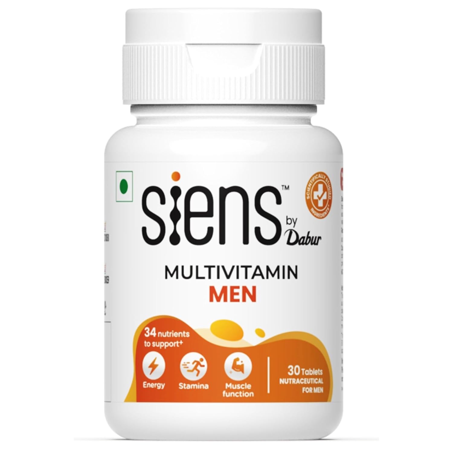 

Siens By Dabur Multivitamin For Men 30 Tablets | 34 Nutrients For Energy, Stamina, Muscle Function, Heart & Immune Health Support