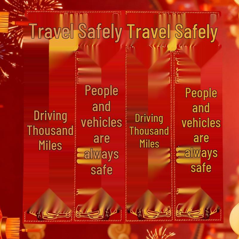 Gold Character Magnetic Car Couplets: Black Background Car Stickers for Safe Travel Magnetic Sticker Gold 13.5x29