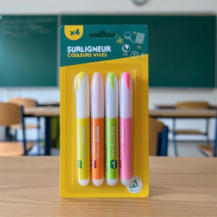 Pack of 4 Highlighters Assorted Colors Compact Size