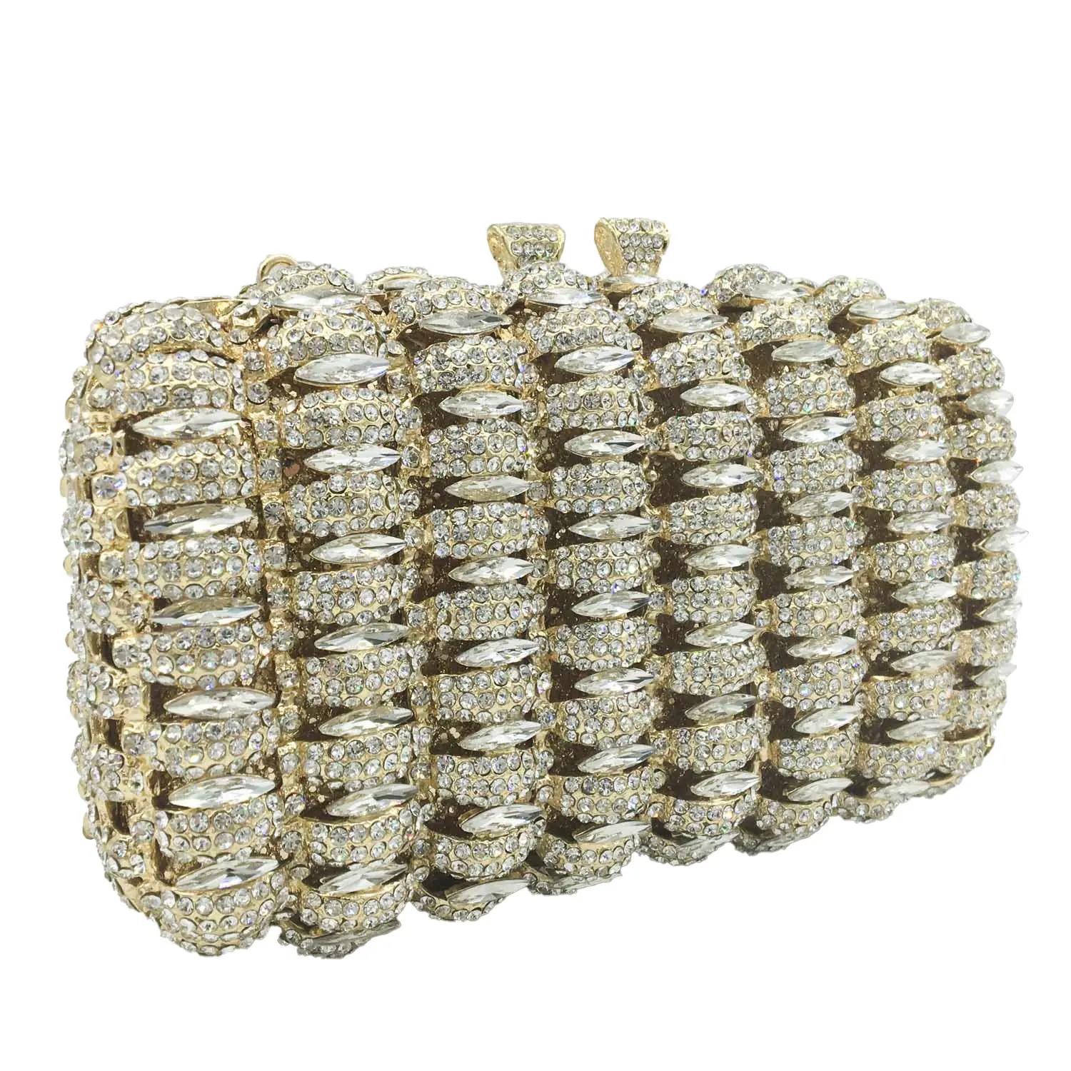 

Boutique De FGG (in stock) Elegant Colorful Women Crystal Evening Bags Wedding Party Clutch Minaudiere Handbags and Purses Mini Clutch