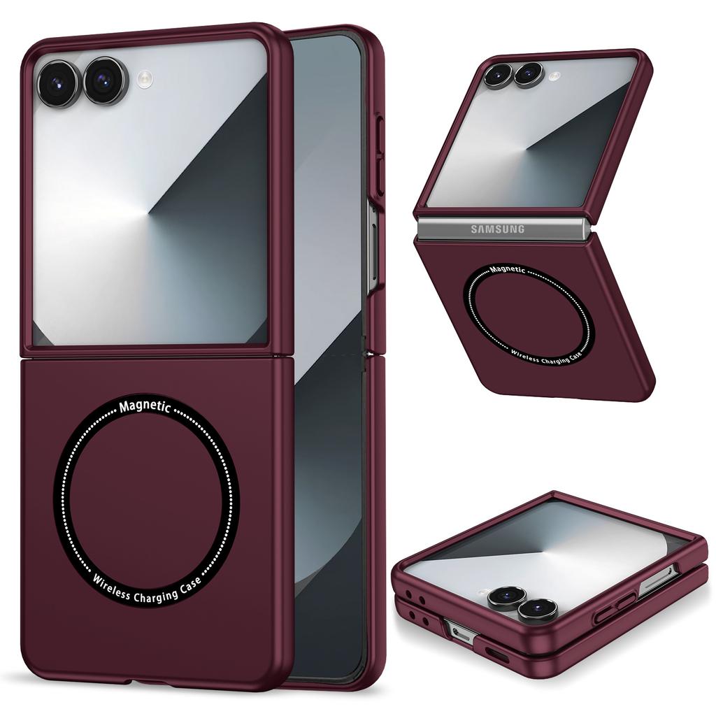 Skin Smooth Case for Samsung Galaxy Z Flip 8 ZFlip 7 6 5 4 3 Lens Protection Magnetic Wireless Charging Anti-Scratch Hard Cover