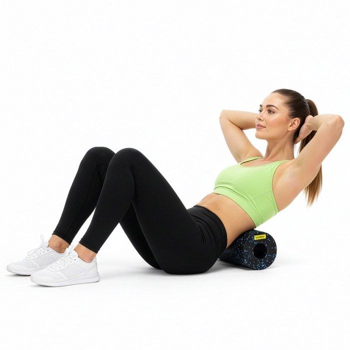 ACTIGET Fitnessrolle für Körpermassage, mittelharter Schaumstoffrolle, Schwarz und Blau