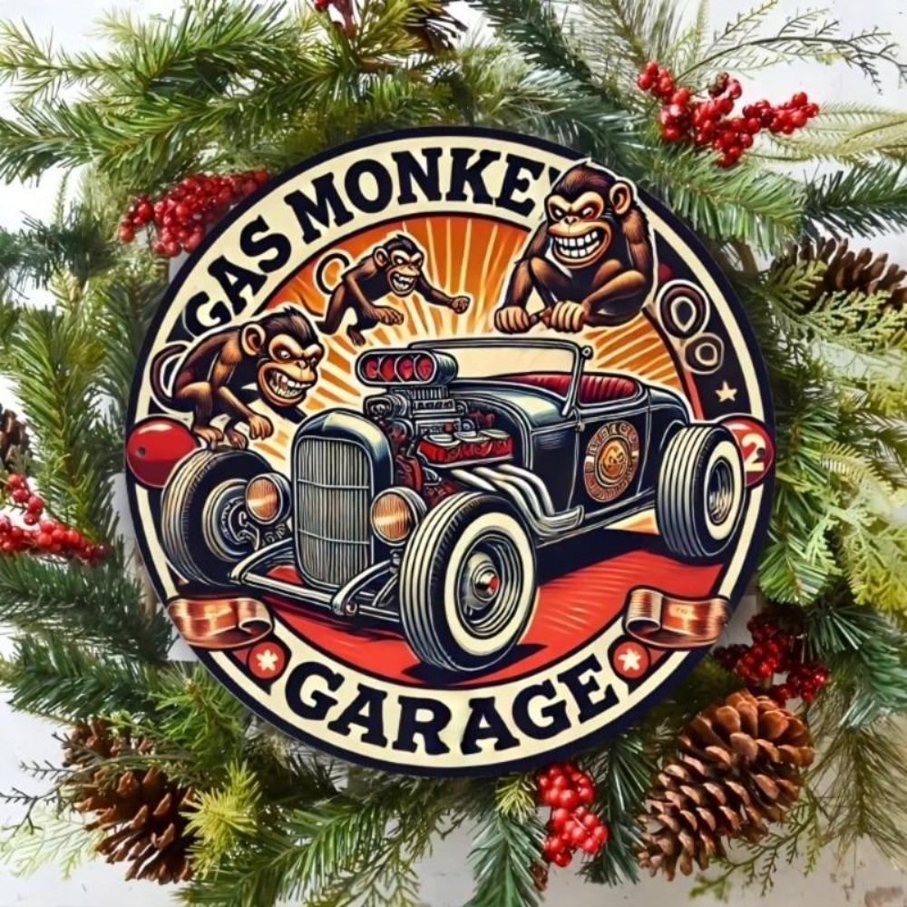 Metal Tin Sign Vintage Gas Monkey Garage Automotive Wall Decor 8x8 Inch Retro Home Pub Bar Cave