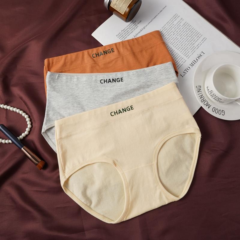Women's Cotton Panties Middle Waist Solid Color Comfortable Breathable Underwear