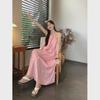 Halter Neck Pink Suspender Long Skirt - Women's Summer Beach Vacation Dress