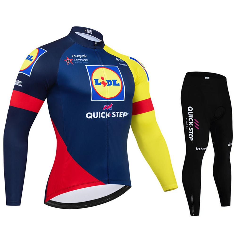 Soudal Quick Step 2026 Autumn Cycling Set Long Sleeve Jersey MTB Riding Sportswear Road Bike Clothing Bib Pants Bicycle Uniform