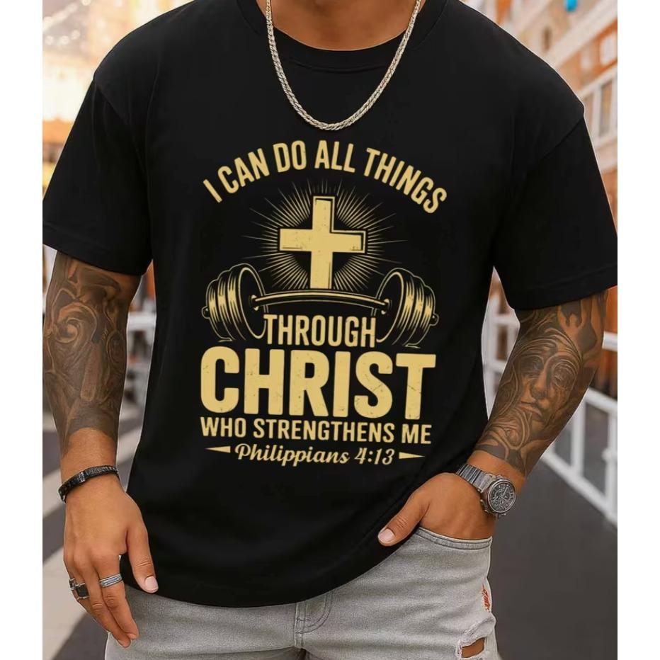 Christian Strength Tshirt Unisexs Black Funny Short Crew Neck Casual Style Slight Stretch Fabric And Outings Allseason Tshirt