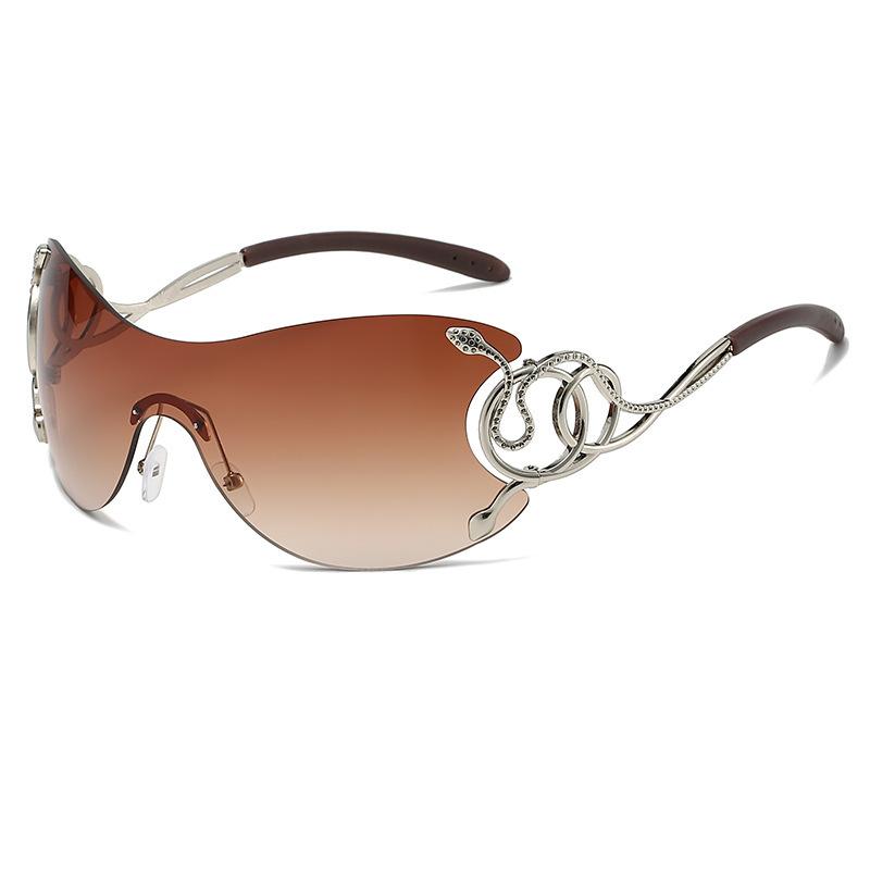New personalized fashion frameless one-piece Spirit Snake temple sunglasses technology sense YK funny sunglasses