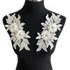 2Pcs Colorful Embroidery Patch 3D Bead Flower Wedding Dress Patch Fashion Lace Fabric Applique
