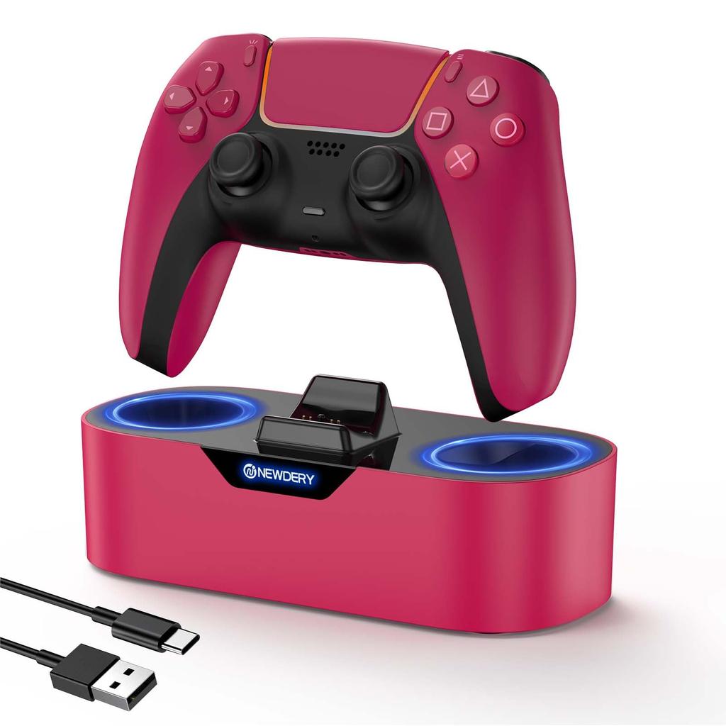 NEWDERY PS5 Controller Charging PS5 Controller Edge Charger and Storage Peripheral Includes LED Overcharge Compact and Red Stand, Stand, Accessories,