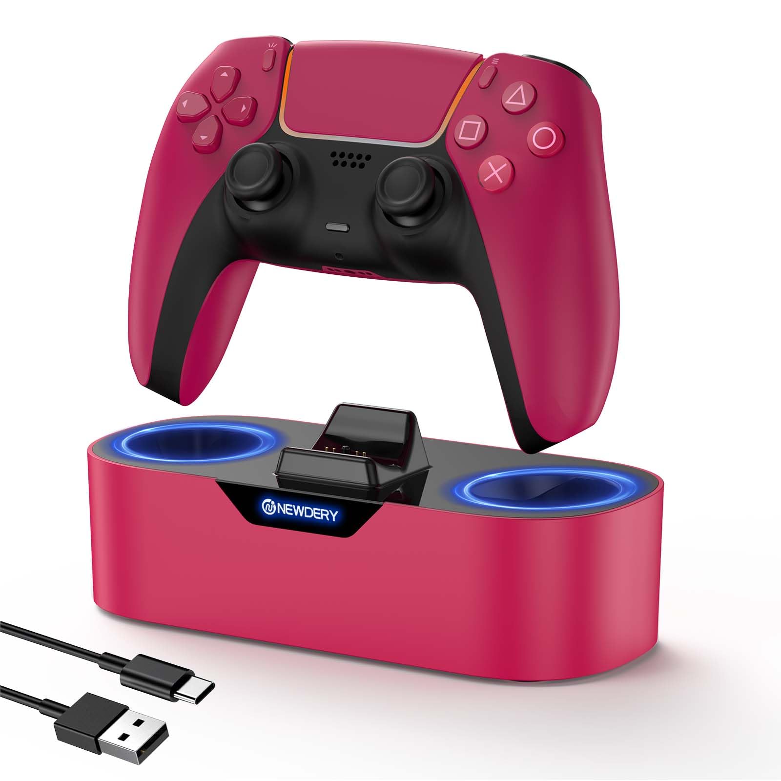 

NEWDERY PS5 Controller Charging PS5 Controller Edge Charger and Storage Peripheral Includes LED Overcharge Compact and Red Stand, Stand, Accessories,