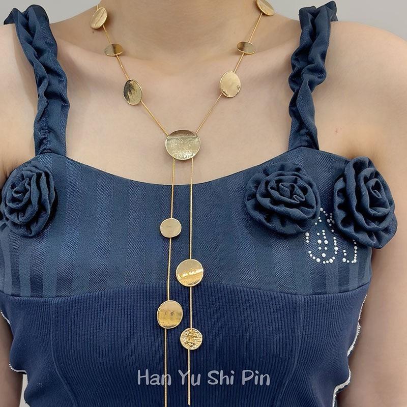 Women Maillard Style Double Layer Beaded Necklace With Water Drop Flower Pendant