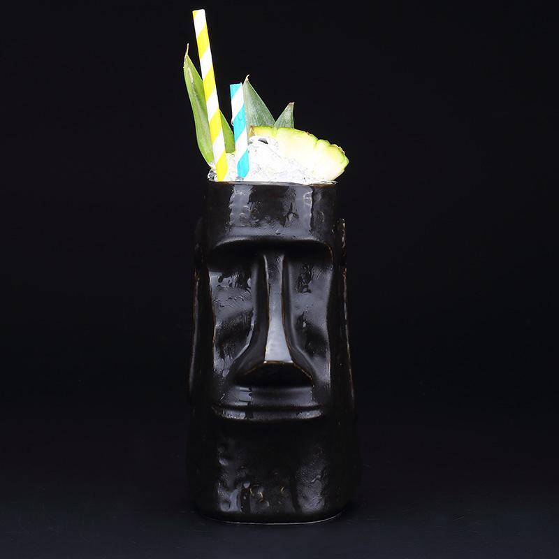 Tazza da cocktail in ceramica con totem indiano Idolo TIKI, retrò, Hawaii, bar, statua in pietra, contenitore per frullati e vino da spiaggia