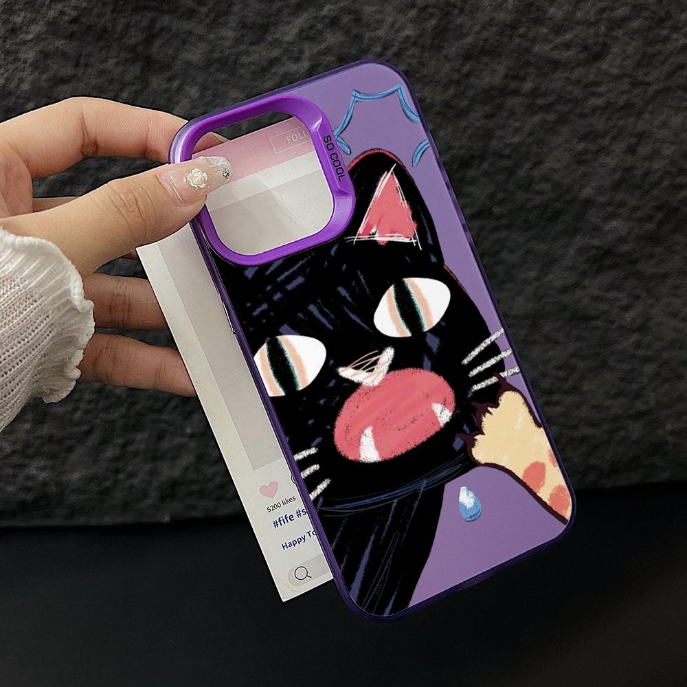Doodle wütende Katze Handyhülle für Xiaomi Redmi 15C 14C 13C 12C 10 Note 15 14 13 12 Pro Plus 4G 5G Silber Hartschale