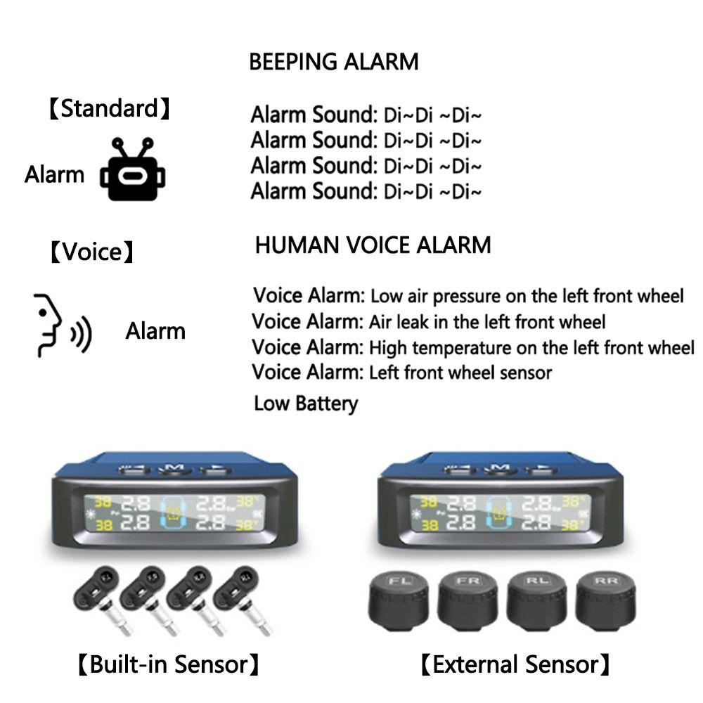 Solar/USB Powered Tire Pressure Monitoring System TPMS Tire Pressure Sensors  Truck Monitoring