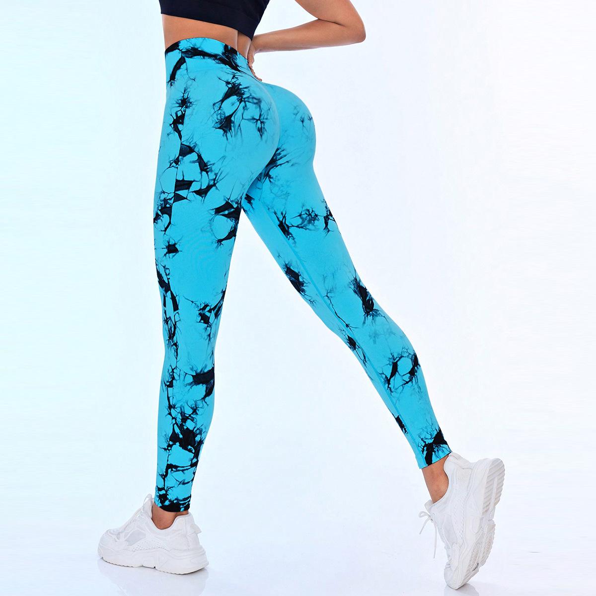 

Европейские и американские леггинсы для йоги с высокой талией и принтом тай-дай - Женские дышащие фитнес-брюки с эффектом «персиковых ягодиц» Medium зелёный