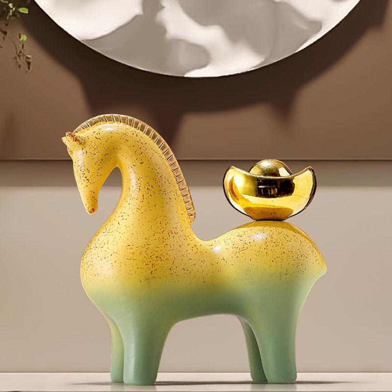 Glückliches Pferd Keramik Kleines Ornament Haus Wohnzimmer Skulptur Ornamente Geschäft Büro Empfang Eröffnungsdekoration Einweihungsgeschenk