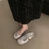 Xiaoxiangfeng Mary Jane Silver Single Shoes New Chinese French Sandals Women's Shoes Spring and Summer Flat-bottomed Bag Head and Half Slippers