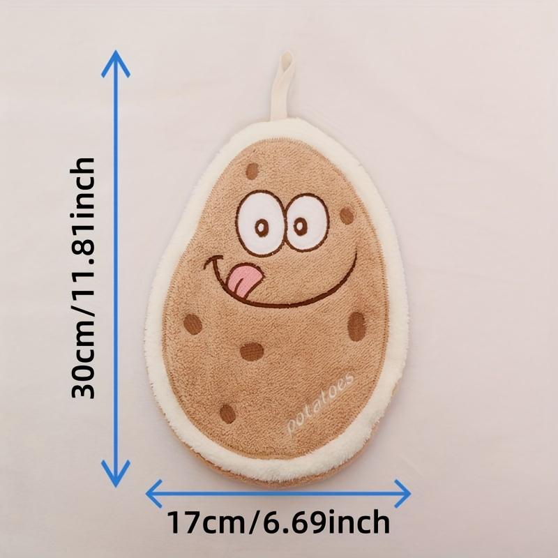 4pcs Cute Cartoon Fruit Vegetable Shaped Hand Towels Set, Super Absorbent Coral Fleece Kitchen Towels, Contemporary Knit Fabric, 800gsm Polyester