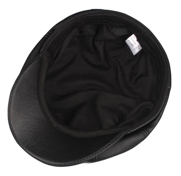 Men's Octagonal Genuine Leather Winter Warm Duckbill Hat