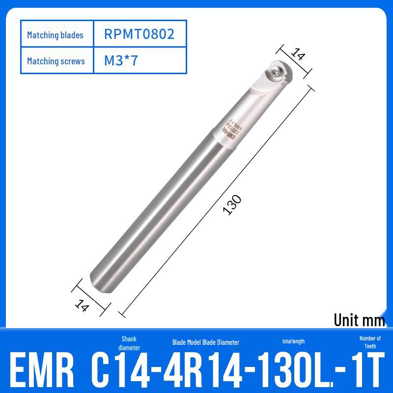 Shockproof EMR CNC Milling Cutter Holder - Round Nose, Bull Nose & Flat Machining Extensions (R4, R5, R6)