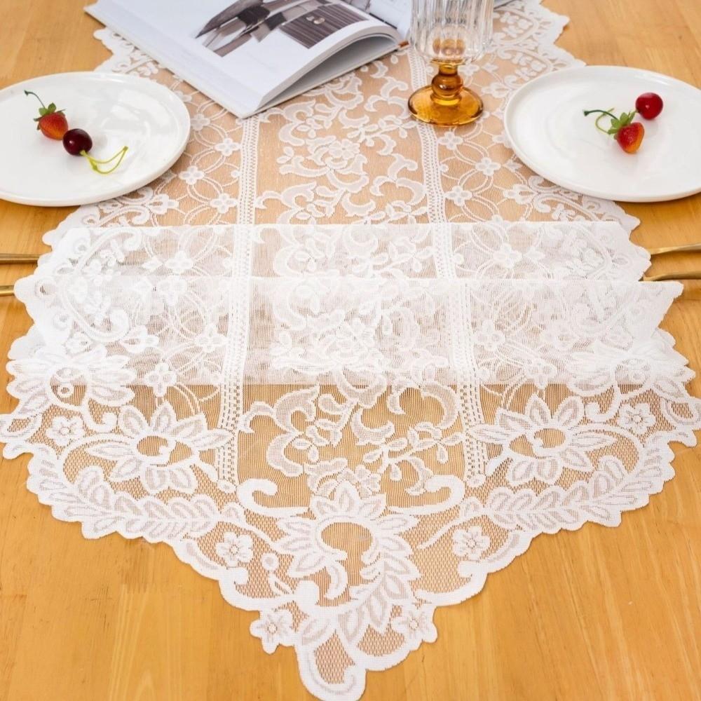 Romantic Elegant Lace Table Runner French Style Soft Table Cover Polyester Long Strip Shape Table Flag Dining Room