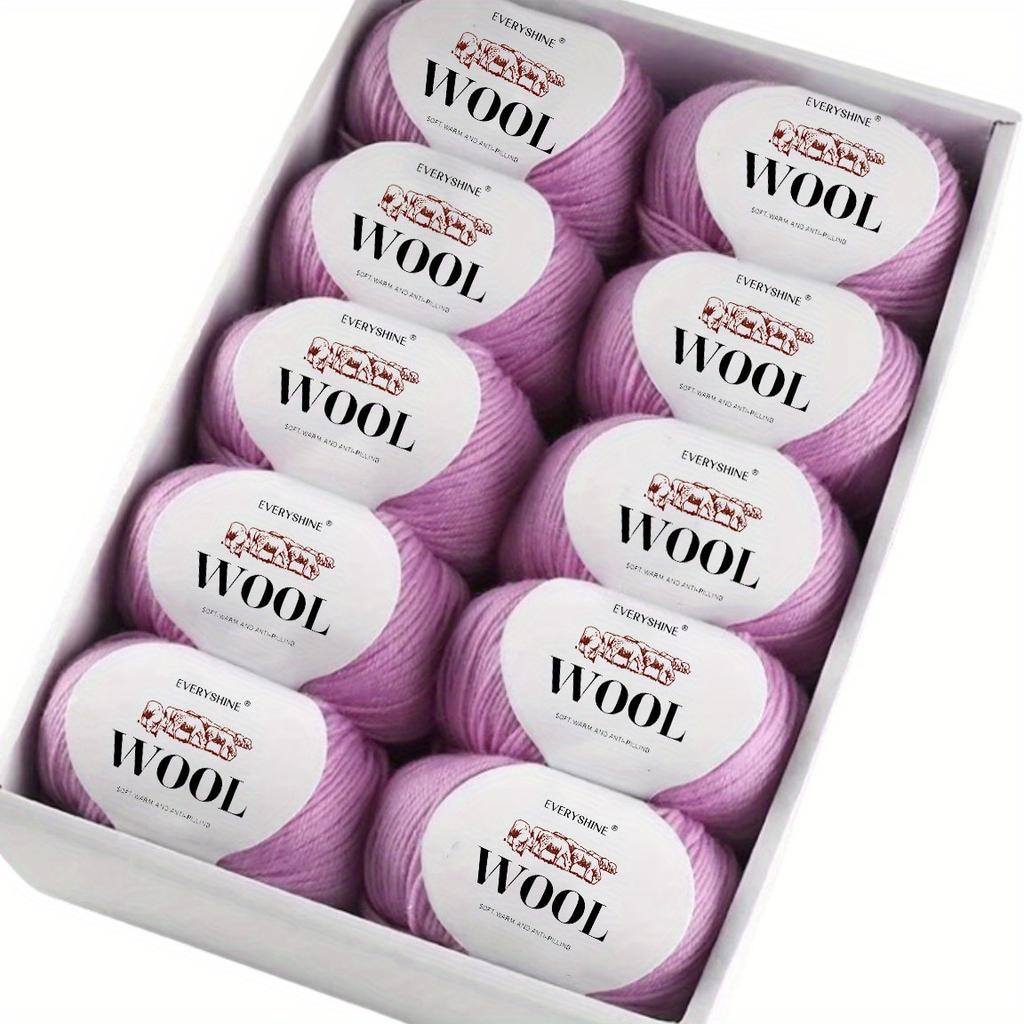 10-Pack Wool Blend Yarn Medium-Fine 80% Wool 20% Polyester Multi-Color Assortment for Knitting & Crochet Soft & Warm 500g Total