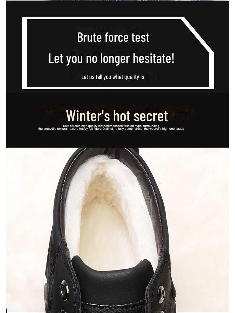 Herre Høye Vanntette Bomullssneakers med Varmt Fløyelsfôr for Vinter Utendørsbruk