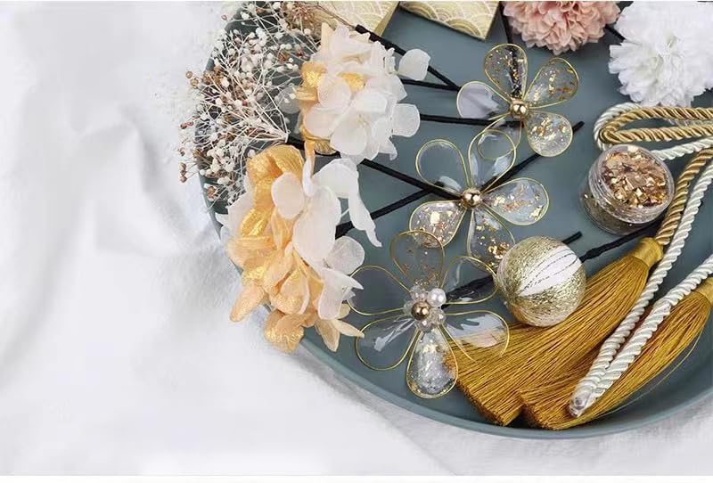 Hårtørket hår gull blonder populært hår konfirmasjonen japansk all hode bevart tørket kunstig skjelett fletter ornamenter, blomster, tilbehør,