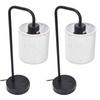 2Pcs Fabric Table Lamp Dual USB Ports Energy Saving Modern Simple Standing Table Lamp for Bedroom