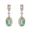 925 Sterling Silver Electroplated 18K Gold Retro Green Zircon Pendant Earrings for Women Fashion Temperament Jewelry Accessories