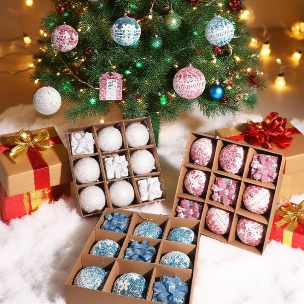 Shatterproof Christmas Baubles Glitter Christmas Tree Topper Xmas Tree Hanging Ball  Holiday Party