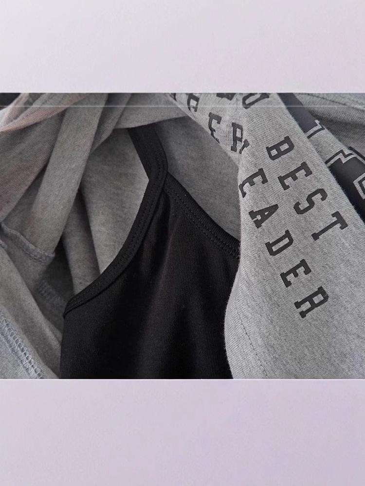 American Retro Letter Print Two-Piece Set: Short Sleeve T-shirt & Hot Girl Jazz Top for Women