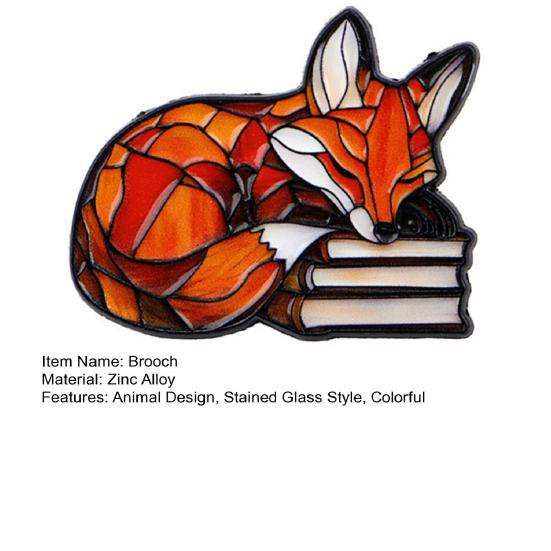 Yousheng Colorful Wildlife Enamel Pin Stained Glass Style Animal Lapel Pin Cute Wolf Fox Red Bird Hummingbird Brooch Pin for Jackets Scarves Backpacks