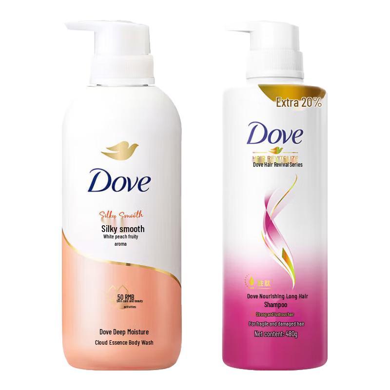 

Dove White Peach Shower Milk & Long Hair Shampoo Set