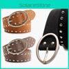 Leather Streetwear Women Rivets Belt With Alloy Metal Buckle For Daily Use
