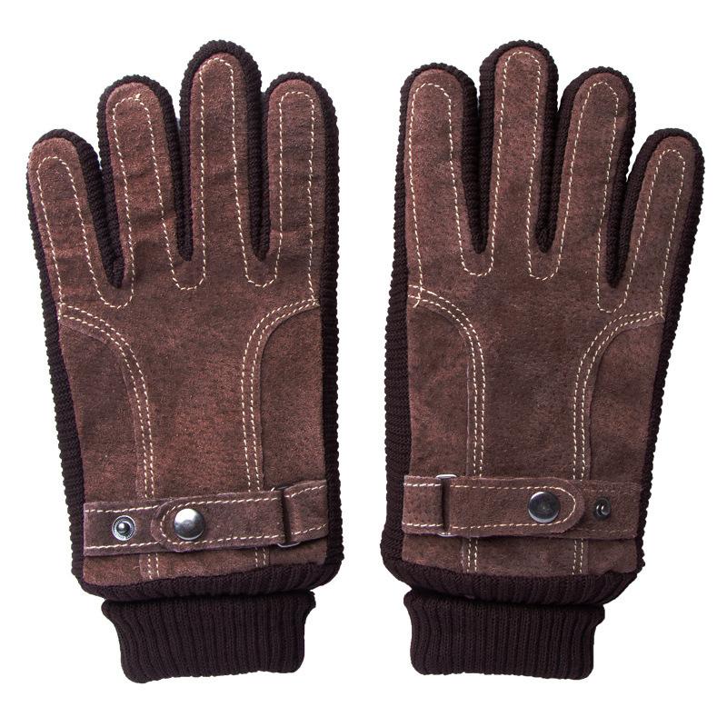 Winter Skiing Warm Cycling Gloves Genuine Leather Men's Plus Fleece Thickened Cold-proof Waterproof Touch Screen Outdoor Motorcycle Electric Vehicle