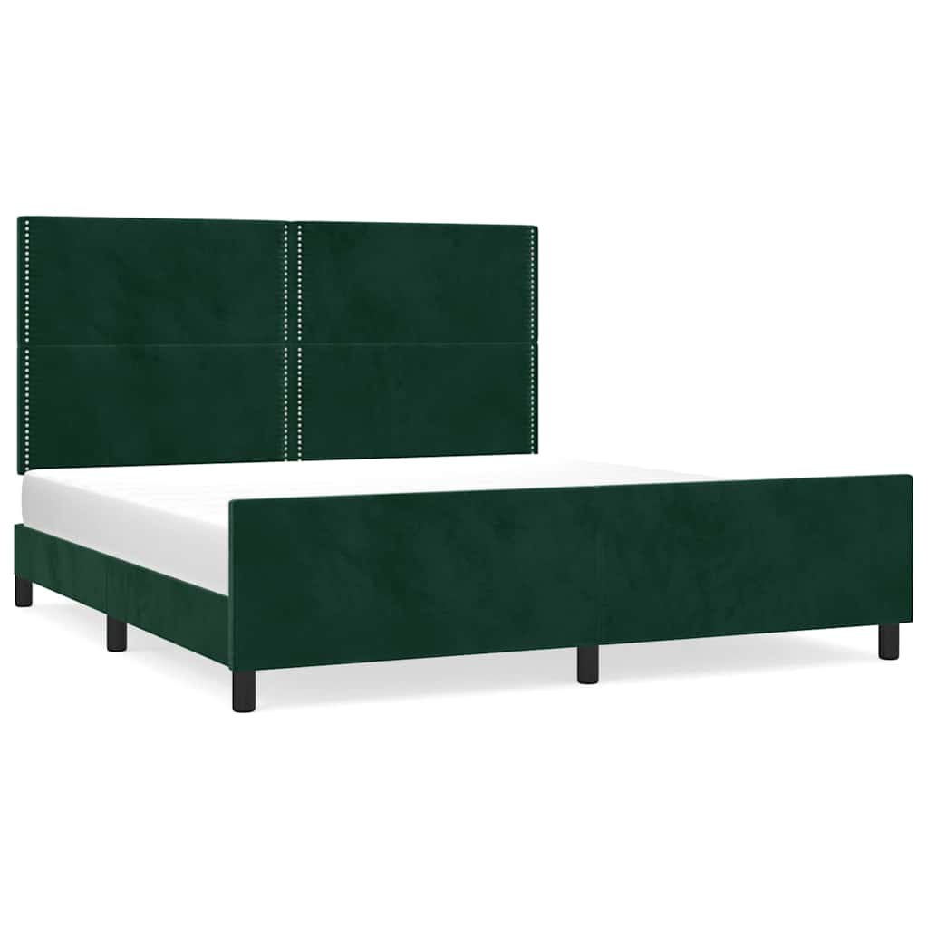 Bed Frame without Mattress Dark Green 200 x 200 cm Velvet