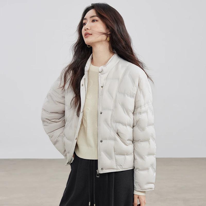 High-end white duck down pressed down jacket women's short winter fashion simple light and thin warm jacket