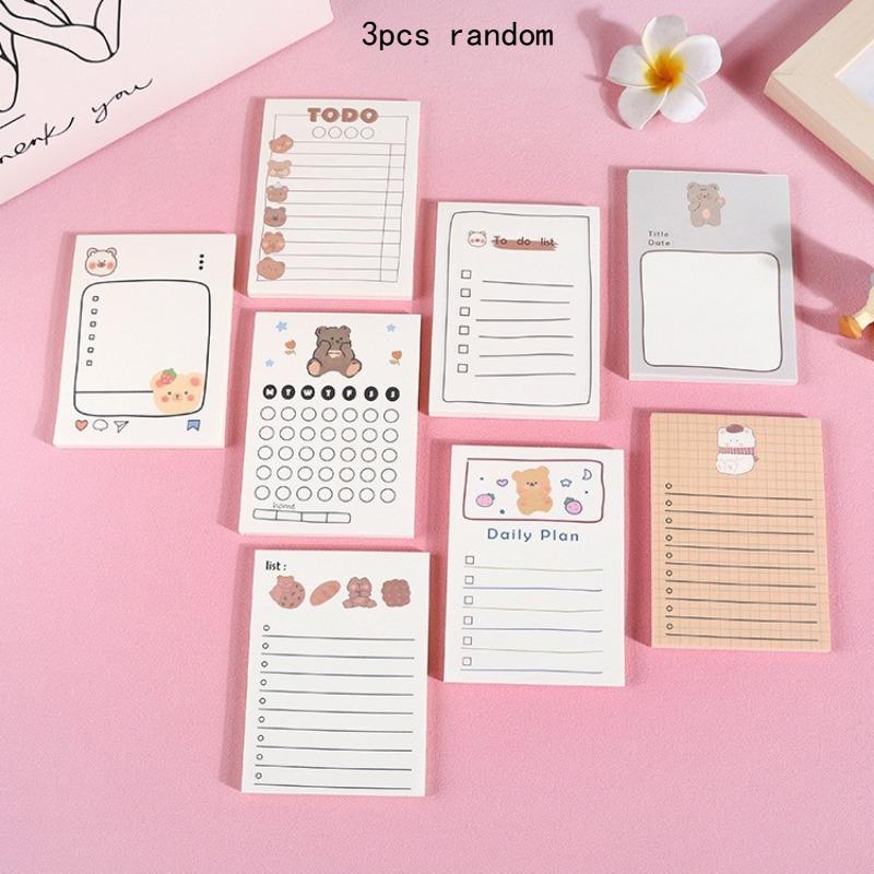 Kawai Stationery Bear Notebook 50 Page Small Portable Tearable and Adhesive Paper Lovely Office Student Plan Message Notes