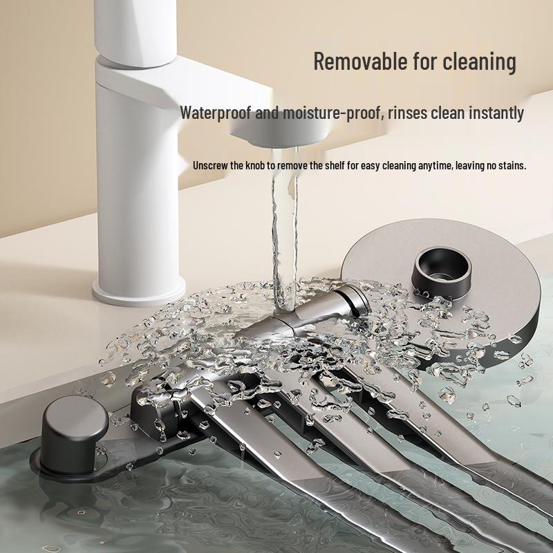 High-End No-Drill Rotating Multi-Rod Suction Cup Towel Rack with Folding Storage