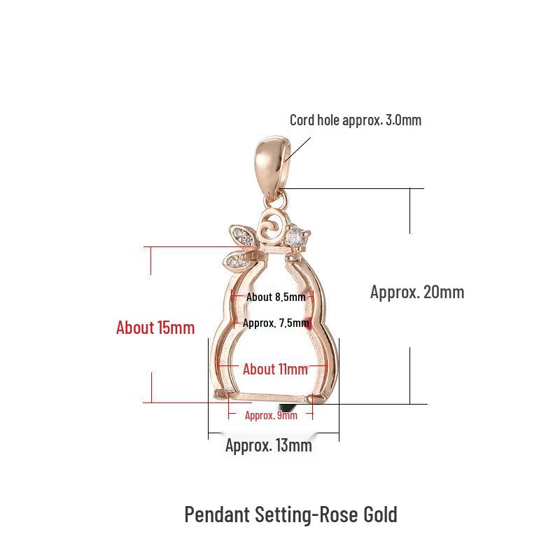 

Chinese Style S925 Sterling Silver Gourd Amber Jade Pendant Necklace Holder for Women розового золота