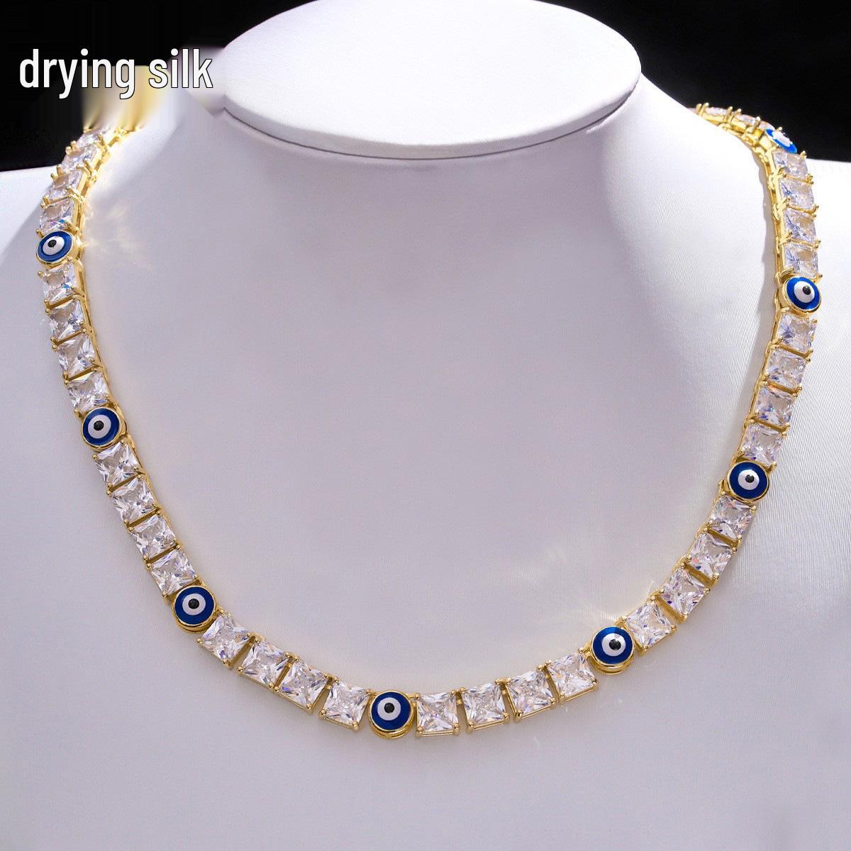 

REESA Men s Hip Hop Devil s Eye 6mm Tennis Chain Necklace 16 inch Silver