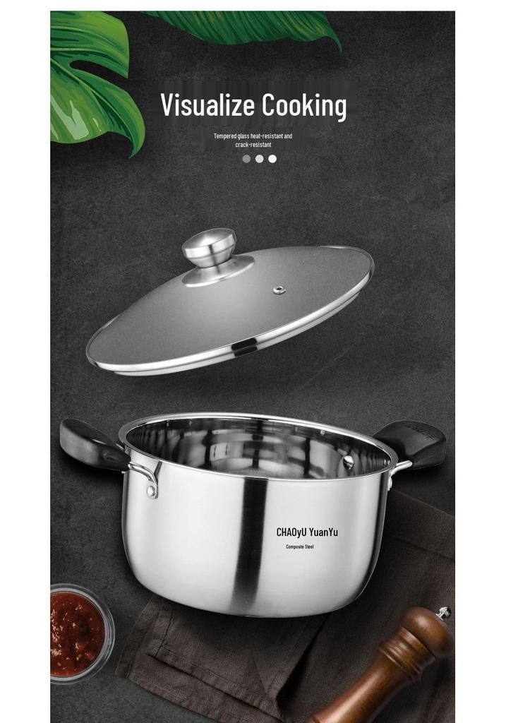 Stainless Steel Anti-Scald Soup Pot with Double Ears for Gas & Induction Cookers
